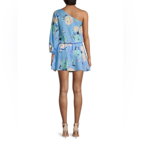 NWT $178 Yumi Kim Floral One-Shoulder Dress Blue Size Medium - Picture 2 of 6